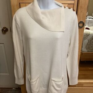 New York & Company Cream Cowl Neck Sweater